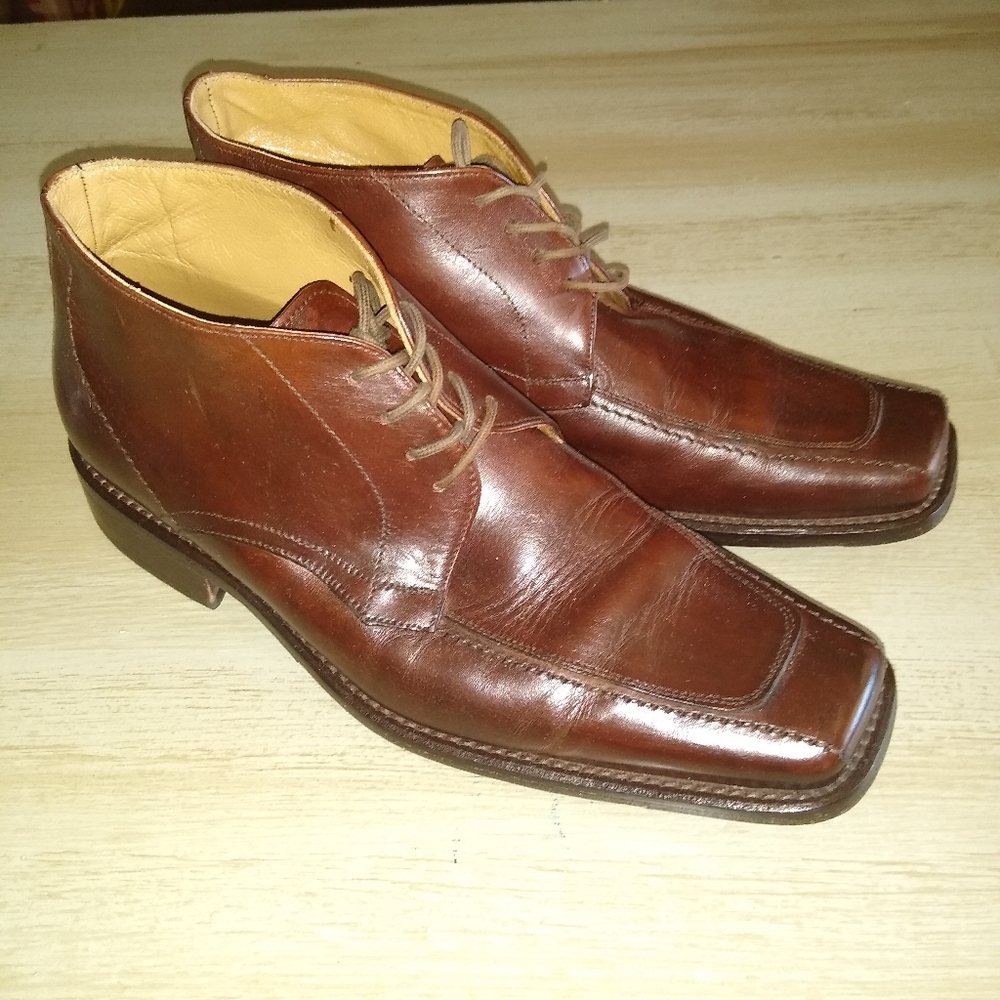 Italian Vero Cuoio Leather Ankle Boots Shoes Men's 40 Prince of Galles